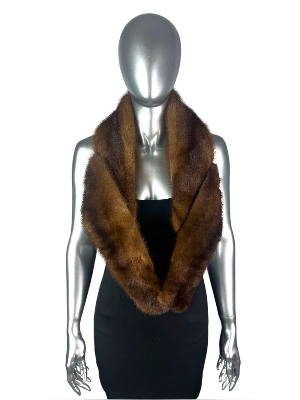 Mahogany MINK Collar, Scarf, Shoulder Wrap, Stole, 50” L, Certified Vintage Fur
